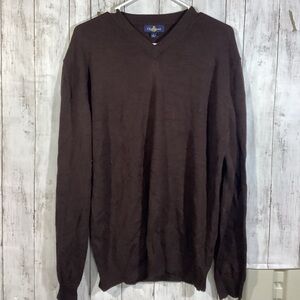 Club Room Coffee Bean V Neck Sweater Merino Wool Blend Size Xl new minimalist